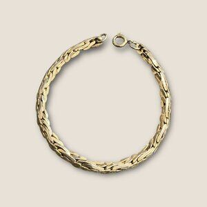 Vintage Gold-Tone Chain Link Bracelet 7 Inches With Spring Ring Clasp